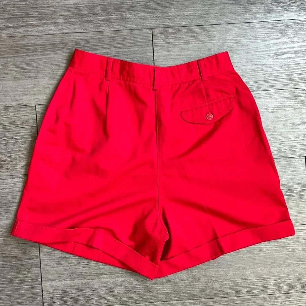 Vintage 90s High Waisted Camp Shorts Mom Shorts Red Domino Size 12 - Picture 4 of 4